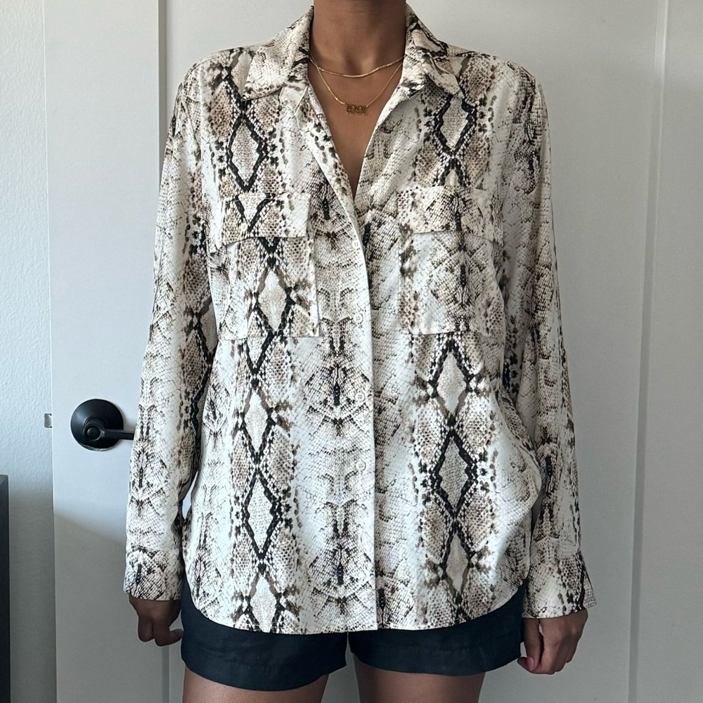 Snakeskin Print Button Down Shirt